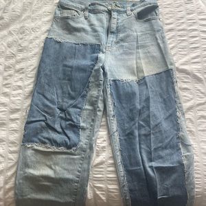 Patchwork blue jeans